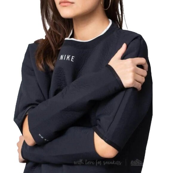 NIKE Tech Pack Cutout Elbow Crew Neck Pullover Black Sweatshirt Sportswear Med - Picture 3 of 10